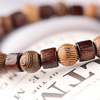 New Classic Natural Wood Beads Bracelets For Women Meditation Prayer Sliver Om Pendant Bracelet Men Wooden Yoga Jewelry