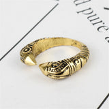 Retro Viking Open Raven Head Ring For Men Punk Adjustable Dragon Finger Rings Norse Runes Nordic Talisman Amulet Jewelry Gift