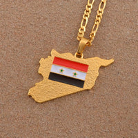 Anniyo Syria Map & Flag Pendant & Necklaces for Women/Men Charms Syrians Jewelry Ethnic  #116106@