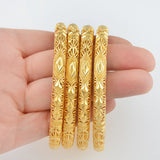 Anniyo 4PCS/Lot Ethiopian Bride Bangle for Women Gold Color Wholesale Dubai Bracelet African Arab Jewelry Fancy  @086106