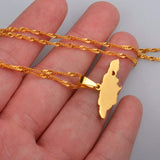 Anniyo Heart Jamaica Map Pendant Necklaces for Women Girls Gold Color Jewelry Jamaican Patriotic  @024621