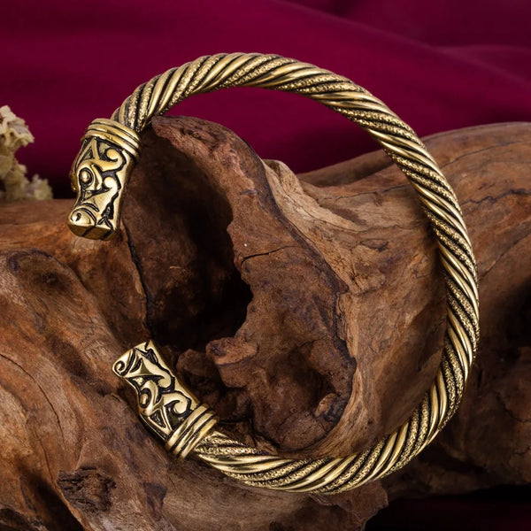 Skyrim Vintage Double Dragon Head Animal Bracelets Nordic Norse Men Wristband Cuff Bangles Jewelry Accessories Gift