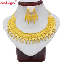 Adixyn TWO DESIGH India Necklace Earrings Set Jewelry Women Girls Gold Color Romantic Arab/Ethiopian/African Gifts N06229