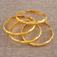 Anniyo 4 Piece/Lot Bamboo Bangle Women Arab Dubai Bracelet Gold Color Jewelry Wholesale African Micronesia Accessories #000936