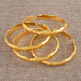 Anniyo 4 Piece/Lot Bamboo Bangle Women Arab Dubai Bracelet Gold Color Jewelry Wholesale African Micronesia Accessories #000936