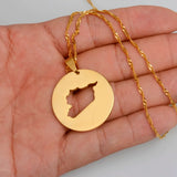 Anniyo 3CM Round Syria Map Necklaces for Women Charms Pendant Syrians Jewelry Middle East  @016021