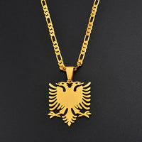 Anniyo 2.9cm Albania Eagle Pendant Necklaces Gold Color & Silver Stainless Steel Jewelry Ethnic for Women Men #068921