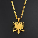 Anniyo 2.9cm Albania Eagle Pendant Necklaces Gold Color & Silver Stainless Steel Jewelry Ethnic for Women Men #068921