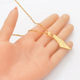 Anniyo Israel Map and West Bank Pendant Necklaces Chain Gold Color Jewelry For Women Men Map of Israel #003810