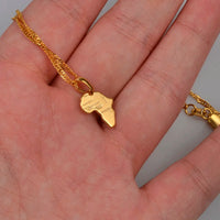 Anniyo (1.3CM) Mini Africa Map Pendant and Necklace for Women Girls Gold Color Jewelry Small Map African Wholesale #048604