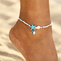 Boho Ocean Beach Cowrie Shell Ankle Bracelet Handmade Adjustable String Macrame Mussel Seashell Anklets for Women Foot Jewelry