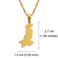 Anniyo Pakistan Map Pendant Necklaces Stainless Steel and Silver Color/Gold Color Pakistani Ethnic Jewelry #111321