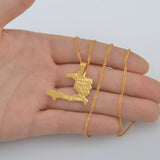 Anniyo Haiti Map Necklace Pendants for Women Girls,Gold Color Ayiti Jewelry Map of Haiti #003910