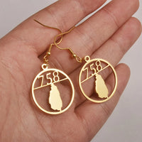 Anniyo Saint Lucia Map 758 Area Code Earrings for Girls Women Fashion st lucia Maps Jewelry #028721