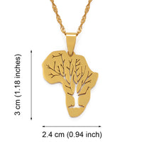 Anniyo New Design Africa Map Pendant Necklaces African Roots Tree Necklace Jewelry Gold Color Stainless Steel @111621