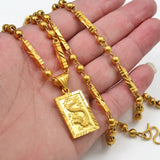 Anniyo Men's Dragon Pendant and Ball Bamboo Necklaces Gold Plated Jewelry for Father Husband's   #006809P