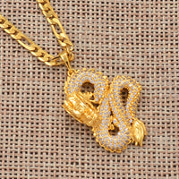 Anniyo Dragon Model Pendant Necklaces Women Men Gold Color Jewellery Cubic Zirconia Mascot Ornaments Lucky Symbol  @067104