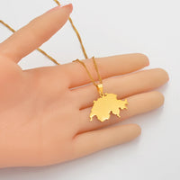 Anniyo Switzerland Map Pendant Necklaces for Women,Suisse Svizzera Svizra Schweizerische Swiss Maps Jewelry #101721