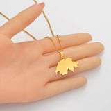 Anniyo Switzerland Map Pendant Necklaces for Women,Suisse Svizzera Svizra Schweizerische Swiss Maps Jewelry #101721