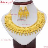 Adixyn TWO DESIGH India Necklace Earrings Set Jewelry Women Girls Gold Color Romantic Arab/Ethiopian/African Gifts N06229