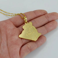 Anniyo Country Algeria Map Necklace Pendant Gold Color Trendy Jewelry Map of Algeria Necklaces #049302
