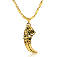 Dropshipping Stainless Steel Dragon Head Pendant Necklace Wolf Tooth Amulets And Talismans Cool Necklace For Women And Men