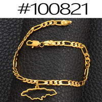 Anniyo Jamaica Map Bracelet for Women Men Jamaican Chain Link Bangles & Bracelets Patriotic  #100821