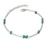 L154 Fashion Bijoux Girl Unique Nice Beads Chain Charm Blue Green Stone Anklet Bracelet Foot Men Women Wedding Jewelry