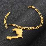 Anniyo Charm Haiti Map Bracelets Bangles Men Women Girl Ayiti Maps Jewelry Haiti Accessories Link Chain Bracelet #104521