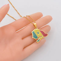 Anniyo  Senegal Map Flag Pendant Chain Necklaces Gold Color Jewelry Country Maps Senegalese Patriotic  #111921