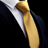 GUSLESON Quality Jacquard Woven Silk Solid Tie for Men 8cm Classic Plain Necktie Red Navy Gold Yellow Ties for Wedding Business