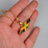 Anniyo Jamaica Map and National Flag Pendant Necklaces Gold Color Jewelry Jamaican  Maps @080406