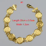 Anniyo Gold Color Money Coin Bracelet Islamic Muslim Arab Coins Bracelet for Women Men Middle Eastern Jewelry African @@