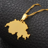 Anniyo Switzerland Map Pendant Necklaces for Women,Suisse Svizzera Svizra Schweizerische Swiss Maps Jewelry #101721