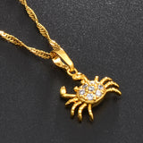 Anniyo Mini Crab With Cubic Zirconia Pendant Necklace for Women Girl Guam Hawaii Micronesia Marshall Jewelry @@065904