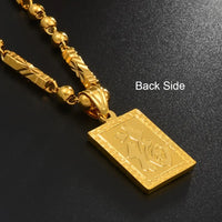 Anniyo Men's Dragon Pendant and Ball Bamboo Necklaces Gold Plated Jewelry for Father Husband's   #006809P
