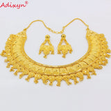 Adixyn TWO DESIGH India Necklace Earrings Set Jewelry Women Girls Gold Color Romantic Arab/Ethiopian/African Gifts N06229