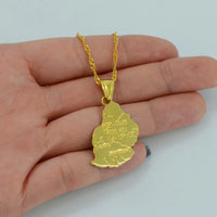 Anniyo Ile Maurice Map Pendant Necklace Women Men Gold Color Jewelry The Republic of Mauritius Maps Necklaces @002410