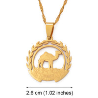 Anniyo Eritrea Map Flag Pendant Necklaces Chain Women Girls,Map of Eritrea Gold Color Jewelry African Necklace Ethiopia #109921