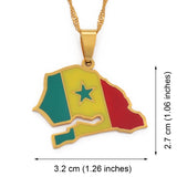 Anniyo  Senegal Map Flag Pendant Chain Necklaces Gold Color Jewelry Country Maps Senegalese Patriotic  #111921