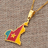 Anniyo Cameroon Map Flag Color Pendant Chain Necklaces Stainless Steel Jewelry Cameroun Country Maps Cameroonians  #098921