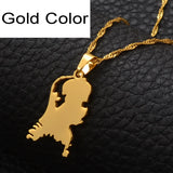 Anniyo Nederlanden Map Stainless Steel Pendant Necklaces for Women Girls Gold Color Dutch Jewelry Netherlands Maps #110021