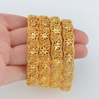 Anniyo 4Pieces/Lot, Ethiopian Gold Plated Wedding Bangle Women Dubai Bride Bracelet African Jewelry Middle East Items @088206