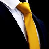 GUSLESON Quality Jacquard Woven Silk Solid Tie for Men 8cm Classic Plain Necktie Red Navy Gold Yellow Ties for Wedding Business