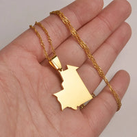 Anniyo Mauritania Map Pendant Necklace for Women/Men,Gold Color Mauritanian Jewelry Maps s #029021