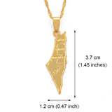 Anniyo Israel Map and West Bank Pendant Necklaces Chain Gold Color Jewelry For Women Men Map of Israel #003810