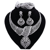 CYNTHIA New Fashion African Jewelry Set Dubai Silver Plated Bridal Necklace Earrings Set Crystal Indian Wedding Jewelry
