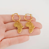 Anniyo Map of Africa Earrings for Women Girl Ethiopian Nigeria Congo Ghana Sudan Gold Plated Jewelry African Maps #119406