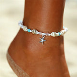 Boho Ocean Beach Cowrie Shell Ankle Bracelet Handmade Adjustable String Macrame Mussel Seashell Anklets for Women Foot Jewelry
