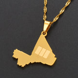 Anniyo Mali Map & Flag Pendant Necklaces for Women Girls Gold Color Ethnic Jewelry Stainless Steel Republique du Mali #112321